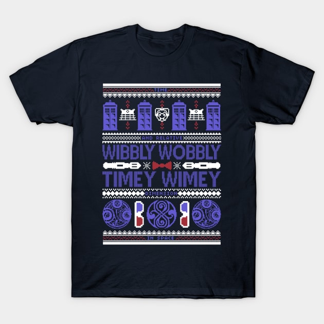 Timey Wimey Ugly Sweater T-Shirt by Arinesart